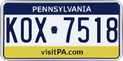 PA license plate KOX7518