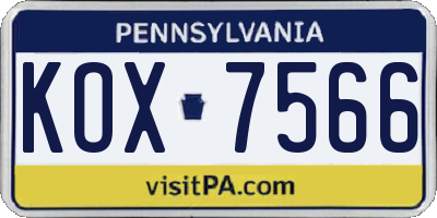 PA license plate KOX7566