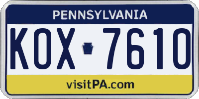 PA license plate KOX7610