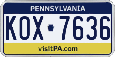 PA license plate KOX7636