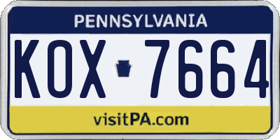 PA license plate KOX7664