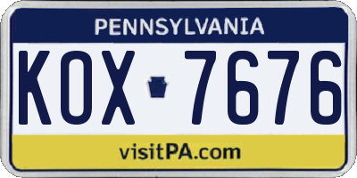 PA license plate KOX7676