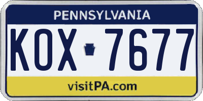 PA license plate KOX7677