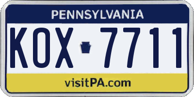 PA license plate KOX7711