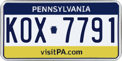 PA license plate KOX7791