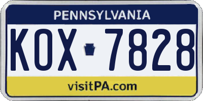 PA license plate KOX7828