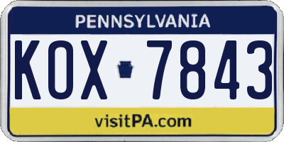 PA license plate KOX7843