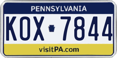 PA license plate KOX7844