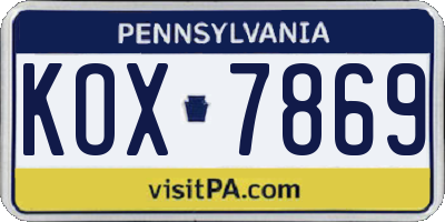 PA license plate KOX7869