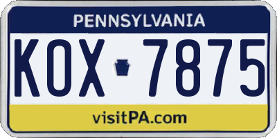 PA license plate KOX7875