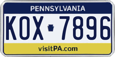 PA license plate KOX7896
