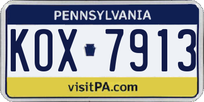 PA license plate KOX7913