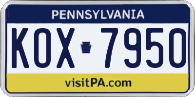 PA license plate KOX7950