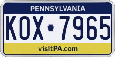 PA license plate KOX7965