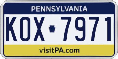 PA license plate KOX7971