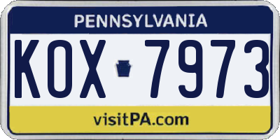 PA license plate KOX7973