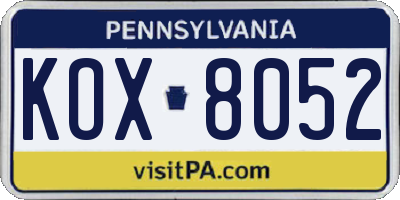 PA license plate KOX8052