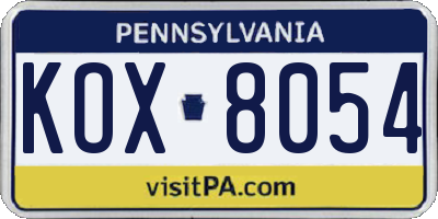 PA license plate KOX8054