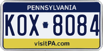 PA license plate KOX8084