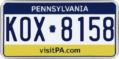 PA license plate KOX8158