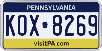 PA license plate KOX8269