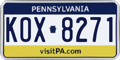 PA license plate KOX8271