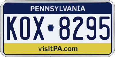 PA license plate KOX8295