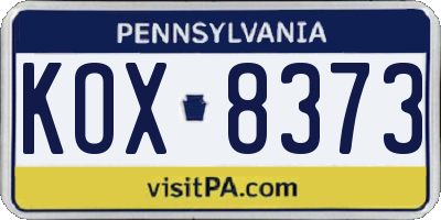 PA license plate KOX8373
