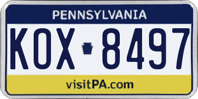 PA license plate KOX8497