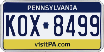 PA license plate KOX8499