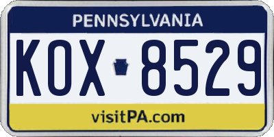 PA license plate KOX8529