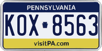 PA license plate KOX8563