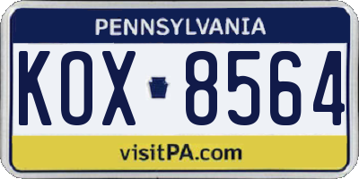 PA license plate KOX8564