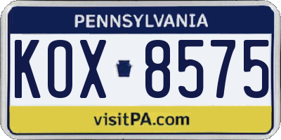 PA license plate KOX8575