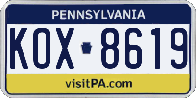 PA license plate KOX8619