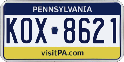 PA license plate KOX8621
