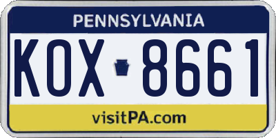 PA license plate KOX8661