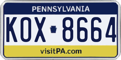 PA license plate KOX8664