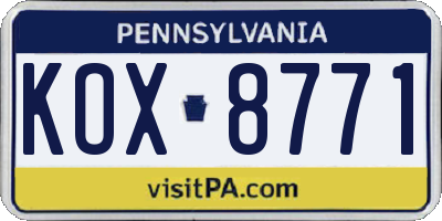 PA license plate KOX8771