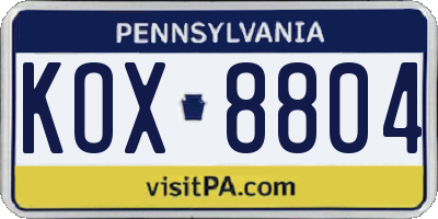 PA license plate KOX8804