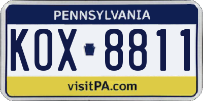PA license plate KOX8811