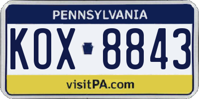 PA license plate KOX8843