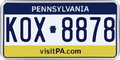 PA license plate KOX8878