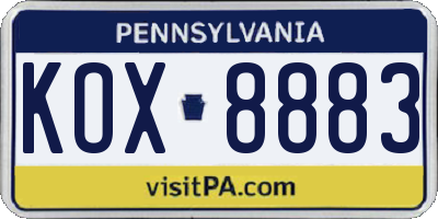 PA license plate KOX8883