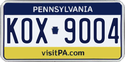 PA license plate KOX9004