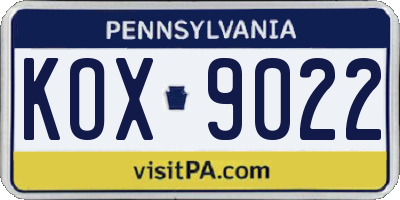 PA license plate KOX9022