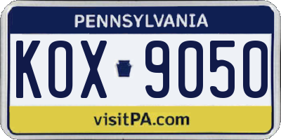 PA license plate KOX9050