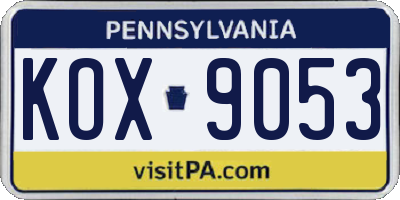 PA license plate KOX9053