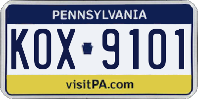 PA license plate KOX9101