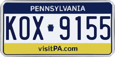 PA license plate KOX9155